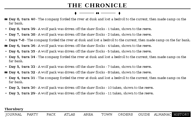 The The History screen, as the e-paper frame draws it
